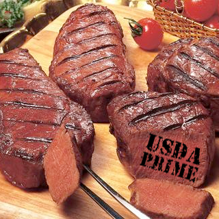 4 Steak USDA Prime Combination 2-8oz. Filet Mignon Steaks and 2-12oz. Boneless New York Strip Steaks